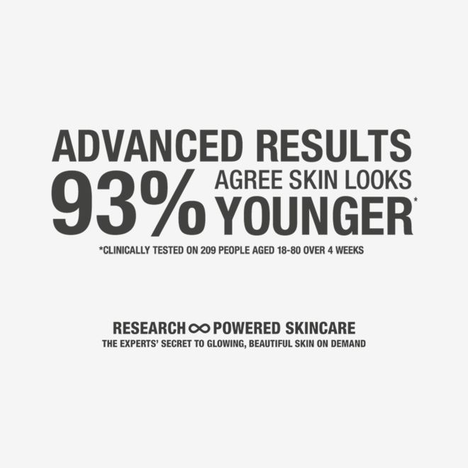 Magic Serum Crystal Elixir claim Magic serum claim, 'advanced results. 93% agree skin looks younger. Clinically tested on 209 people aged 19-80 over four weeks'.