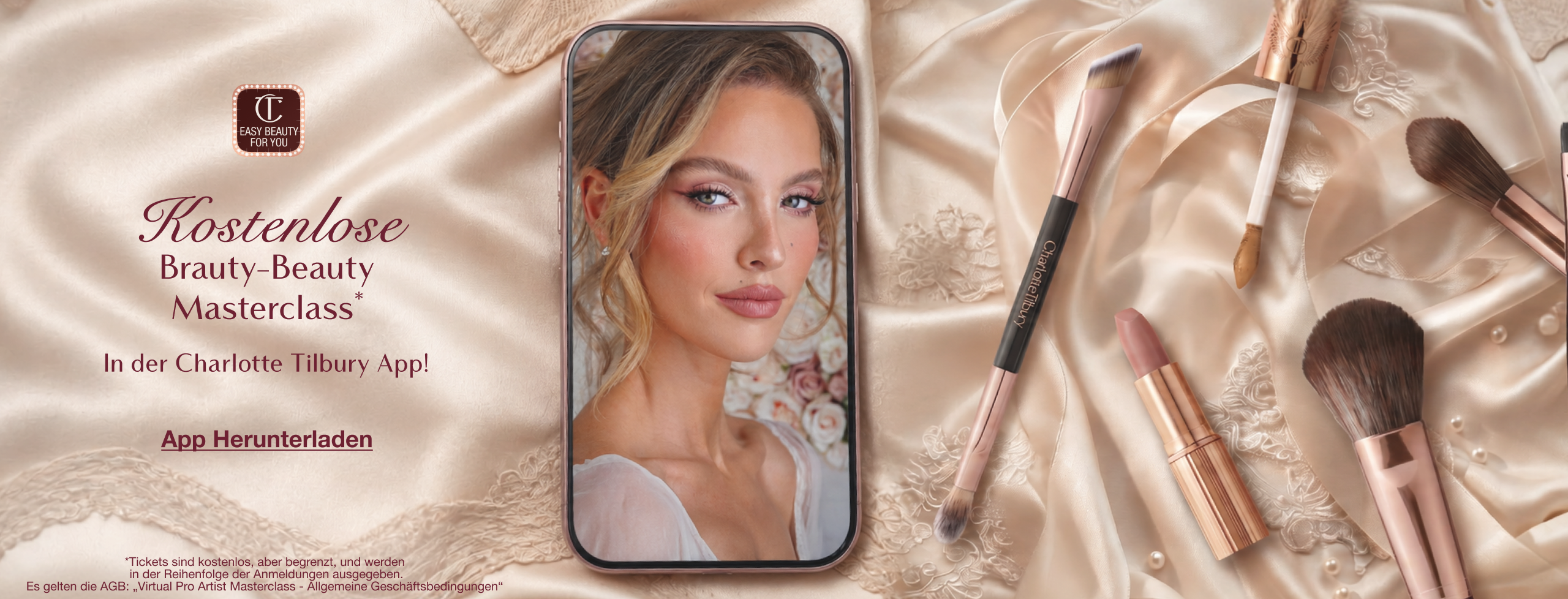 Free Bridal Beauty Masterclasses* + App Exclusive Bridal Competition** Only On The Charlotte Tilbury App! Book Now