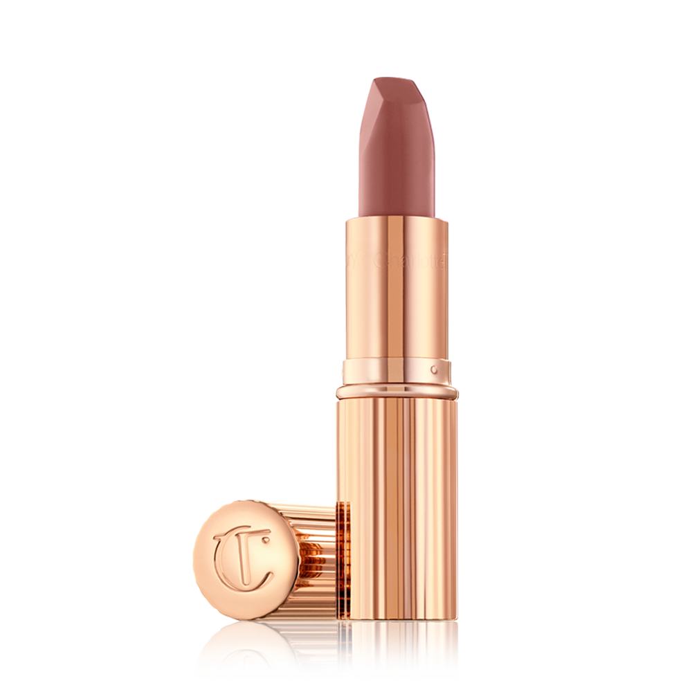 Matte Revolution lipstick in Very Victoria, a taupey-nude matte lipstick inspired by Victoria Beckham