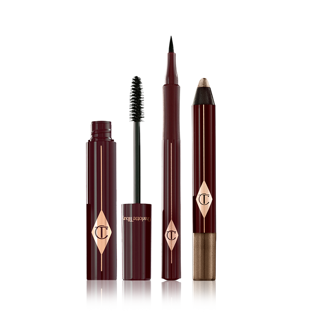 Eye Enhancing Trio Pack Shot with an eyeshadow pencil, eyeliner and mascara