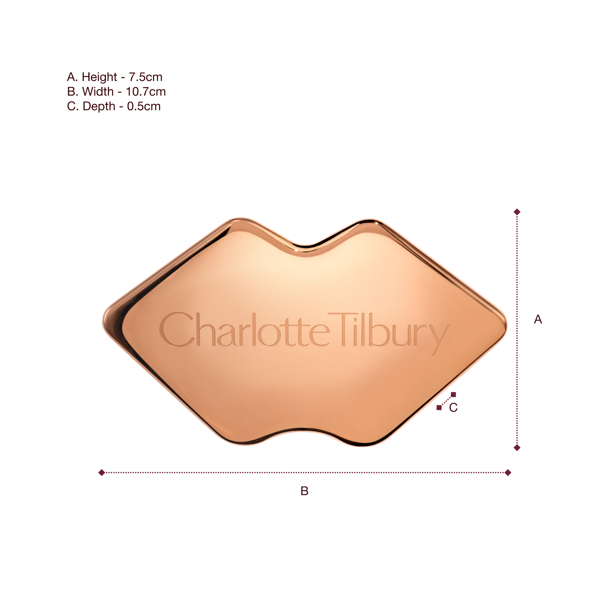 Magic Sculpting Rose Gold Gua Sha Dimensions 