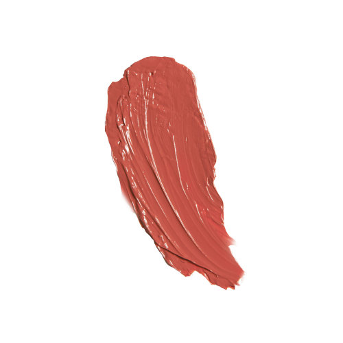 Swatch of a moisturising lipstick lip balm in a dark peachy-brown shade.