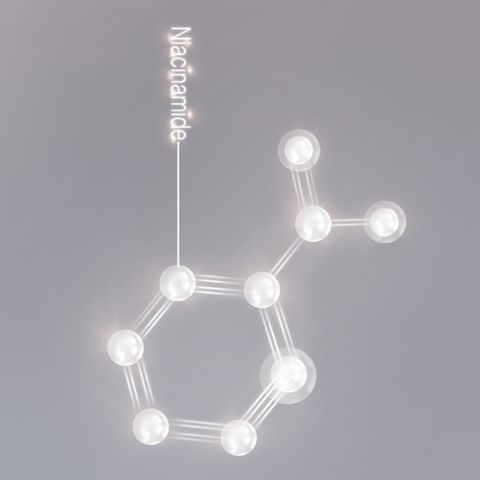 Molécule d’acide niacinamide blanc nacré éclatante.