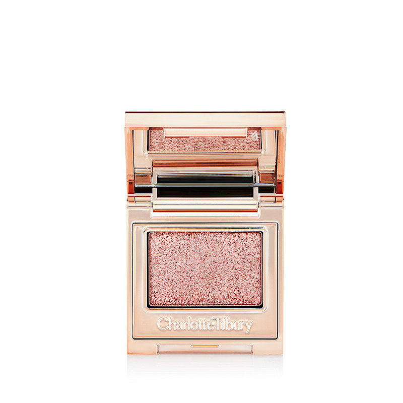 Hypnotising Pop Shots in Pillow Talk Diamonds, a multichrome, colour-shifting, rose-gold eyeshadow