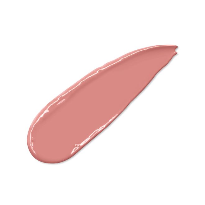 K.I.S.S.I.N.G in Famously Pink swatch Swatch of a cool-toned muted pink lipstick with a satin finish.