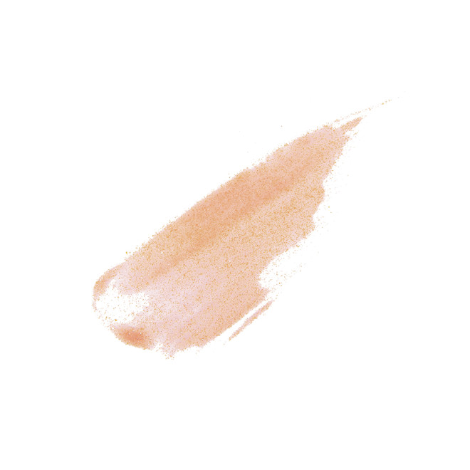 Swatch of a shimmery gold-coloured lip gloss with rose gold sparkles. 