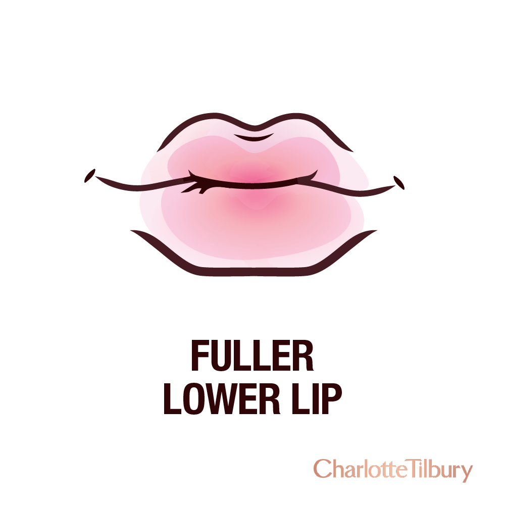 Heavy lower lip graphic with a bottom lip that's fuller than the top lip