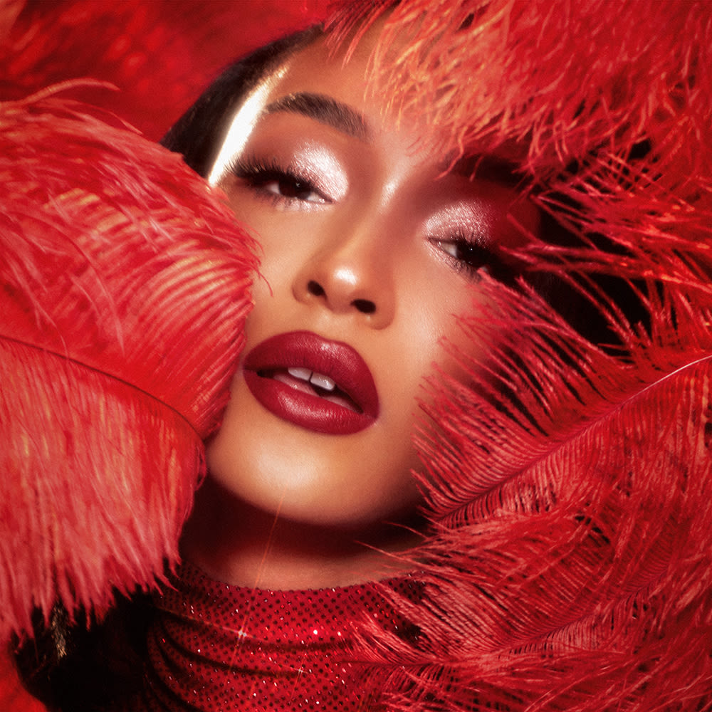 Jourdan Dunn wearing Cinematic Red cherry red lipstick