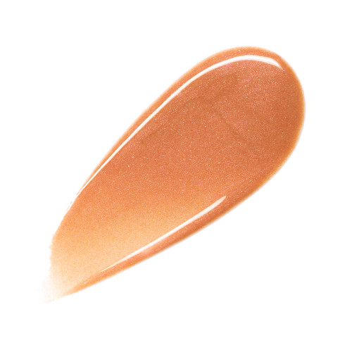 Swatch of a lip gloss in a sheer gold colour with a high-shine finish.