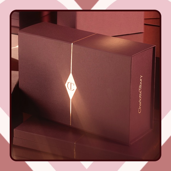 A gift wrap box in dark night crimson from Charlotte Tilbury.