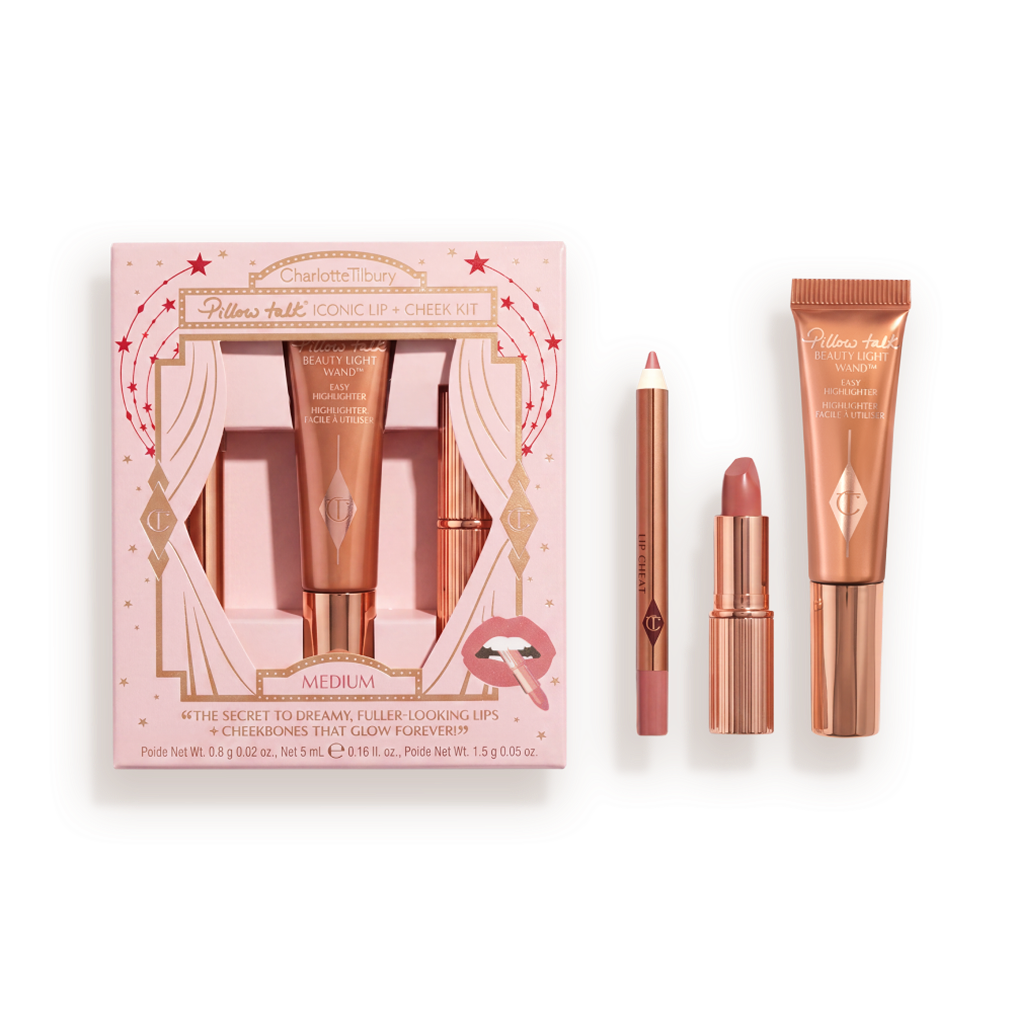 Packshot with Products PILLOW TALK ICONIC LIP + CHEEK KIT - MEDIUM Holiday 2026