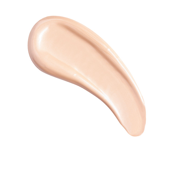 Swatch of a glow-boosting primer in a light peach-beige shade.