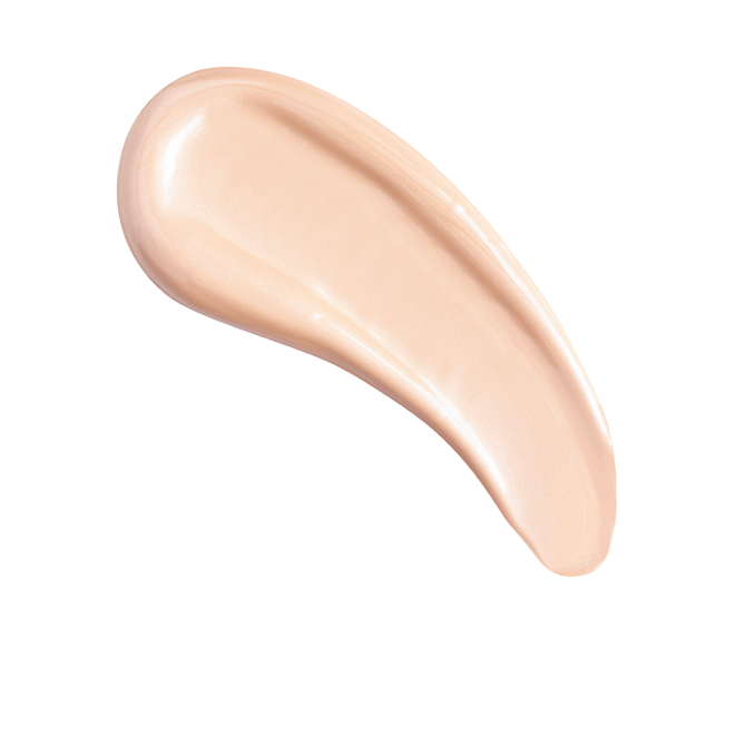 Swatch of a glow-boosting primer in a light peach-beige shade.