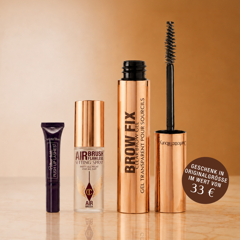 Free mini PT Deluxe Mascara, mini ARIbrush Flawless Setting Spray and a full-size Brow Fix 
