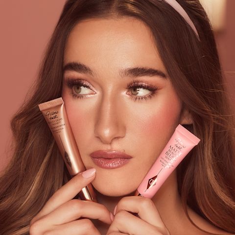 Bella Tilbury wearing a Pillow Talk makeup look that's perfect for taking engagement photos