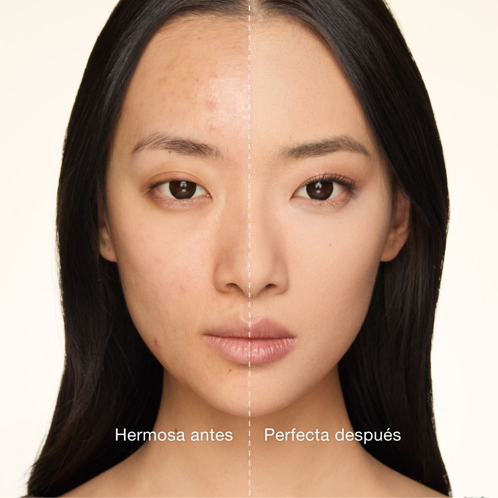 Antes y después de aplicar el filtro de polvos sueltos translúcidos