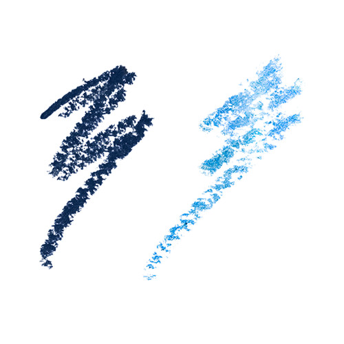 Two eyeliner swatches in sapphire blue and sky blue colours.