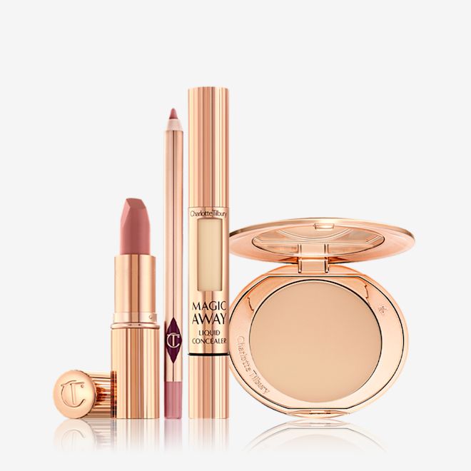 Wedding Makeup Kit Wedding Makeup Kit with Magic Away Concealer, Airbrush Flawless Finish Powder, Pillow talk Lip Liner and Pillow Talk Matte Revolution Lipstick.