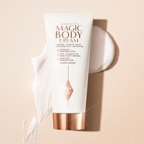 Charlotte's Magic Body Cream with rich, silky-smooth texture swatch