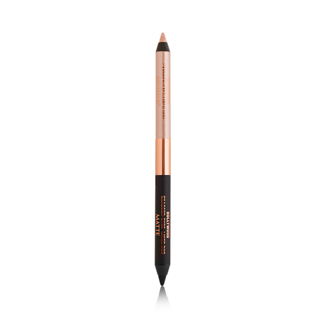 HOLLYWOOD EXAGGER-EYES LINER DUO Black and champagne-nude eyeliner duo pencil in nude beige and black-colour scheme.