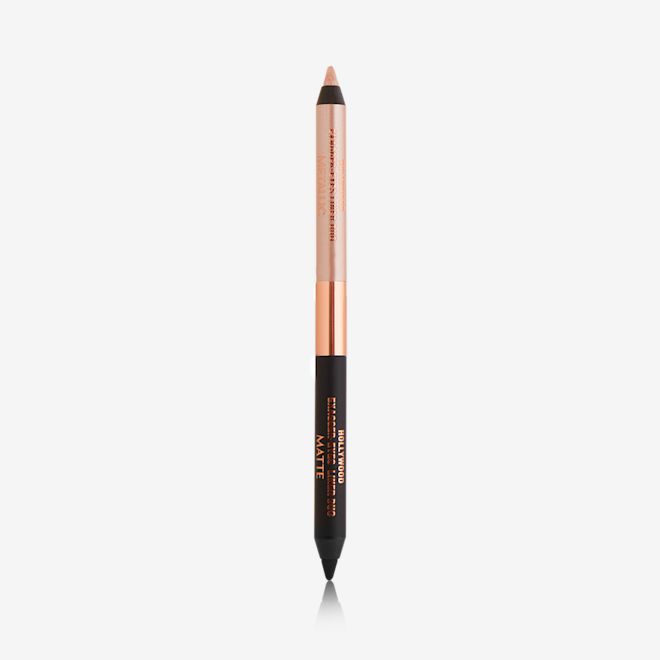 HOLLYWOOD EXAGGER-EYES LINER DUO Black and champagne-nude eyeliner duo pencil in nude beige and black-colour scheme.