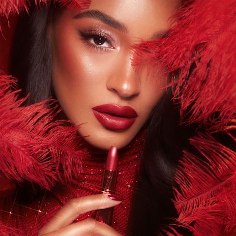 Jourdan Dunn wearing a bold lipstick look using bold red lipstick Cinematic Red