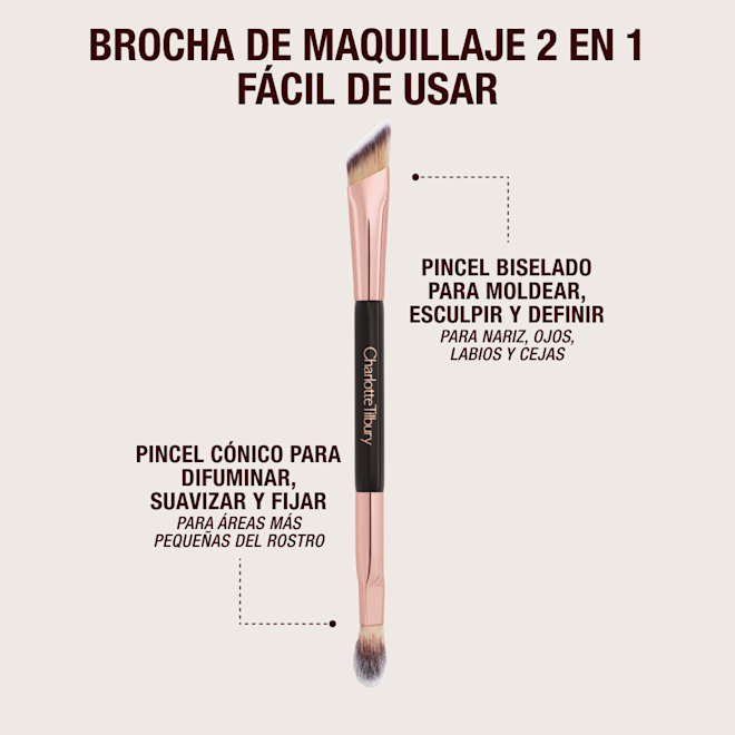 ESUS BRUSH-INFOGRAPHICS Double-ended angled brush with text.