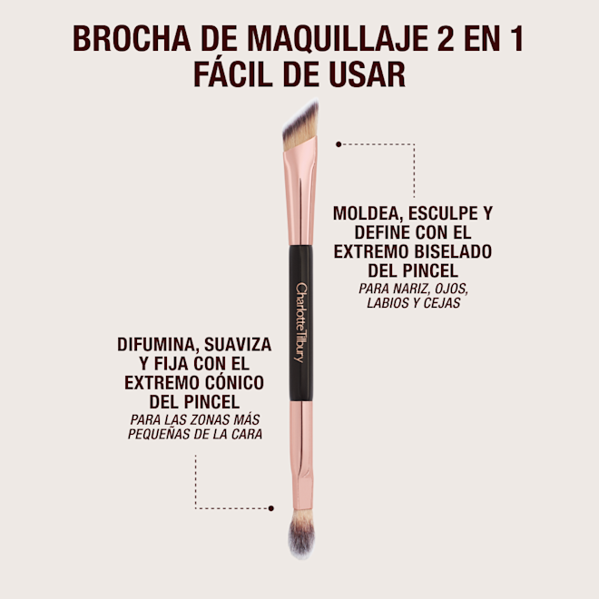 ES BRUSH-INFOGRAPHICS Double-ended angled brush with text.