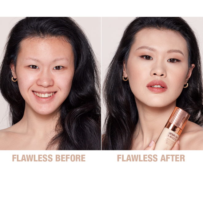 Airbrush Flawless Finish Foundation 3 warm before and after