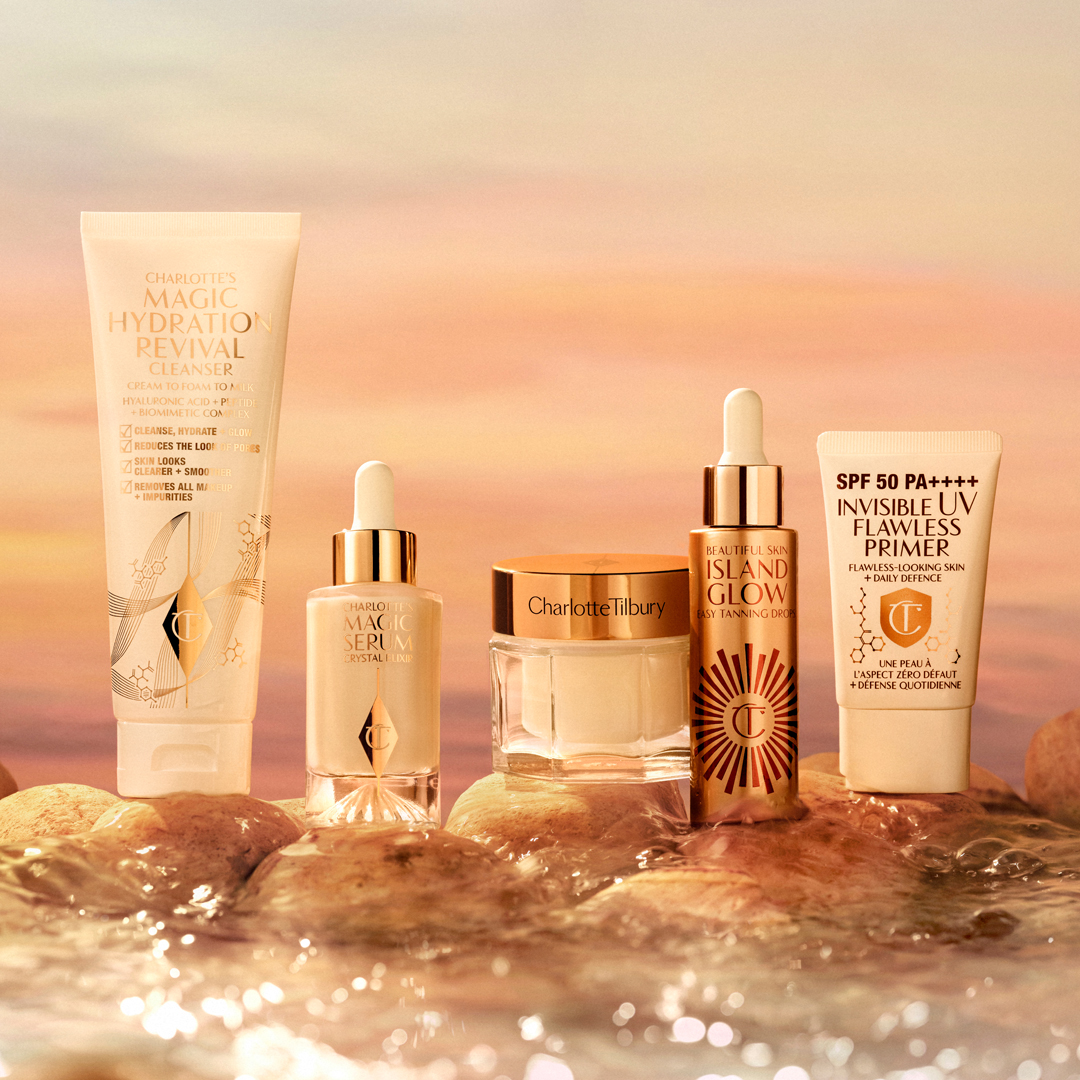 Skincare beauty products to create boho summer skin