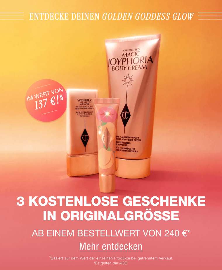 Entdecke deinen Golden Goddess Glow Drei kostenlose Geschenke in Originalgröße