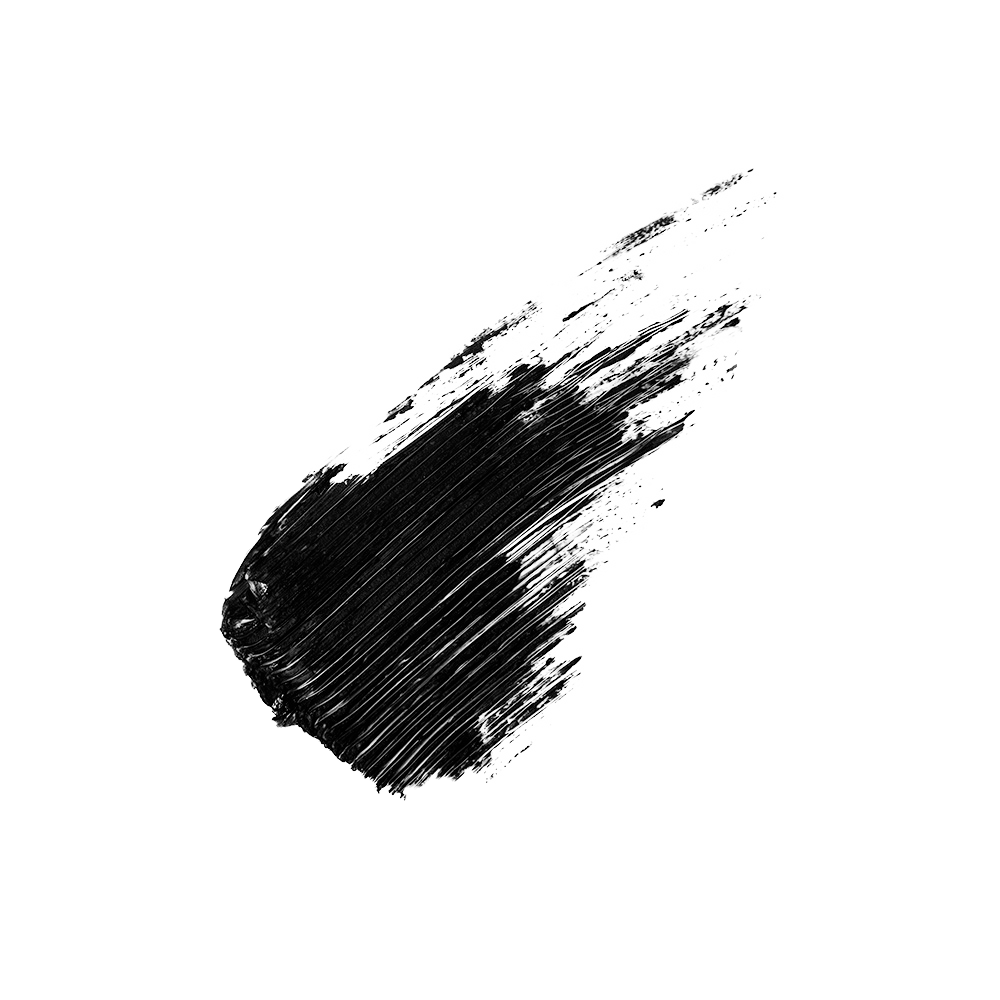 Swatch of a jet-black mascara.