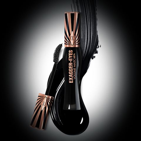 Charlotte's volumising mascara Exagger-Eyes Volume Mascara with spotlight and texture swatch