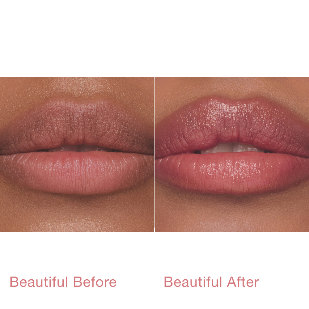 Pillow Talk Blush Balm Lip Tint - Pillow Talk Medium Before and After model