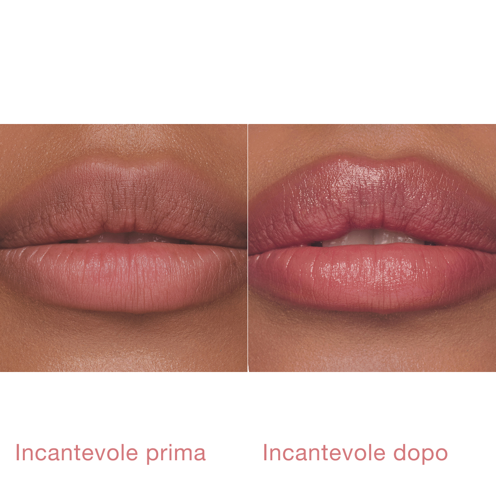 Pillow Talk Blush Balm Lip Tint - Pillow Talk Medium modella prima e dopo