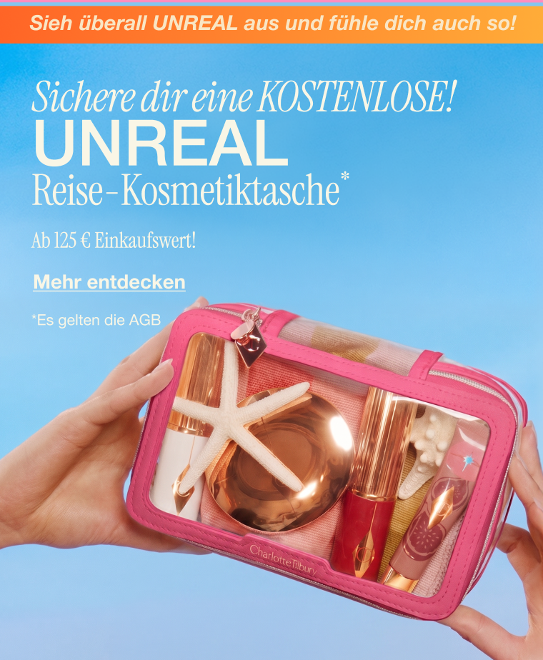 Sieh überall UNREAL aus und fühle dich auch so! Sichere dir eine KOSTENLOSE! Unreal Reise-Kosmetiktasche*