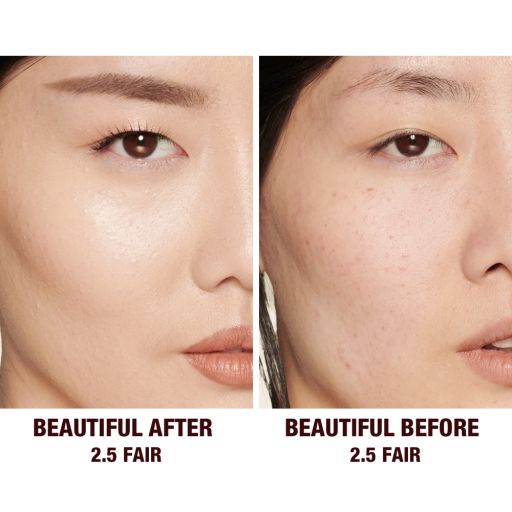 Before and after shot using Charlotte's Beautiful Skin Radiant Concealer