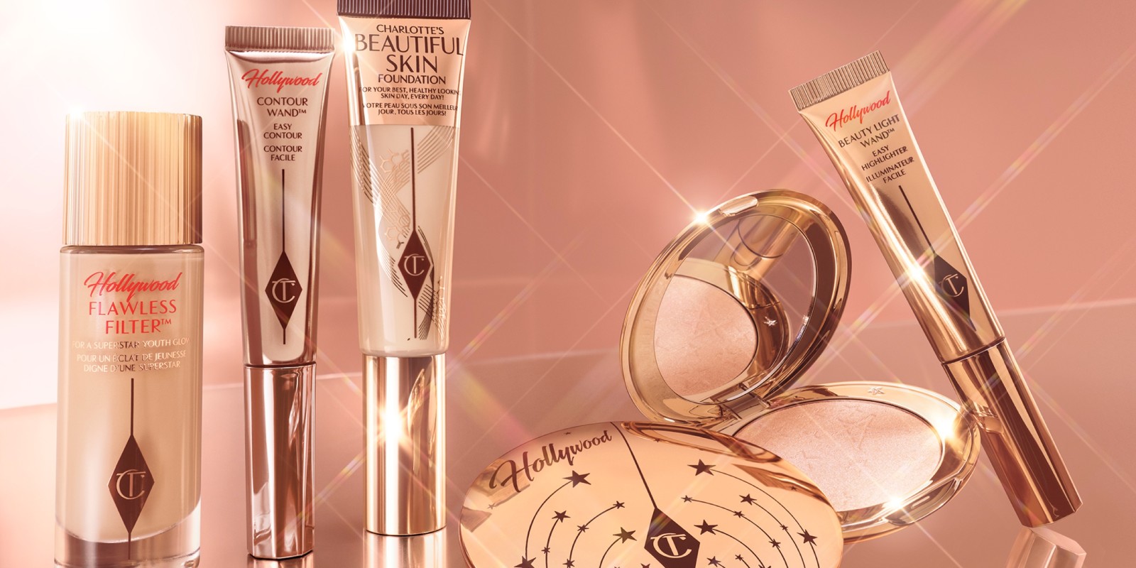 An assortment of complexion products by Charlotte Tilbury.