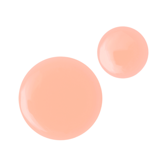 Lip Oil in Rose Lust swatches Swatches of a glowy, orange-coral lip oil.