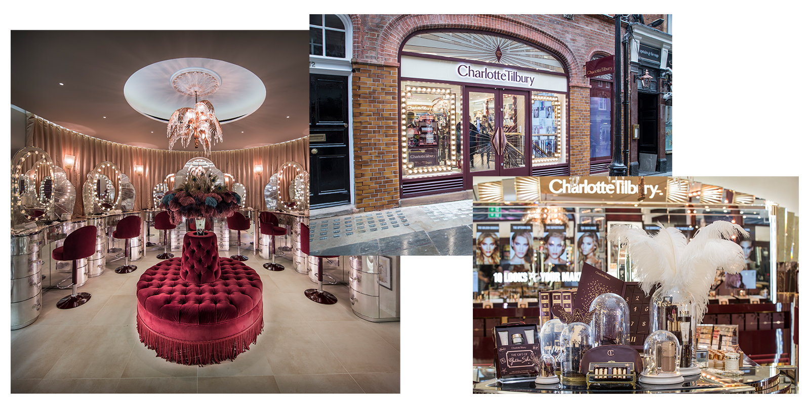 Collage de photos de la boutique Charlotte Tilbury