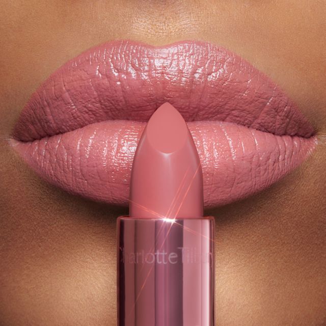 Lip close up of Icon Baby warm-rose Kissing lipstick