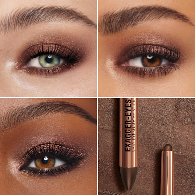 Exagger Eyes Easy Eyeshadow Stick Astral Topaz on 3 skin tones