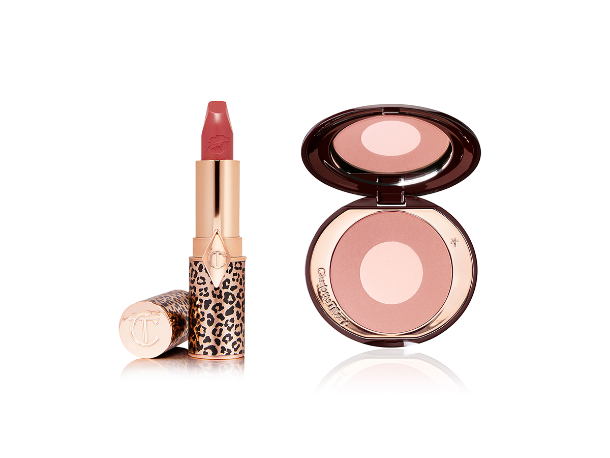 hot Lips 2  in glowing jen and cheek to chic blush in pillow talk 