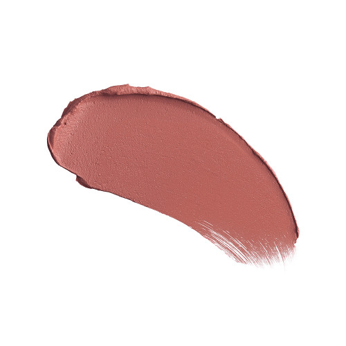 Swatch of a mid-toned muted nude-rose matte lipstick. 
