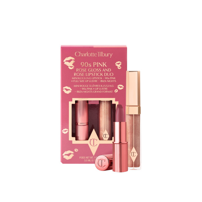 Lip Gloss & Mini Lipstick Kit in 90s Pink