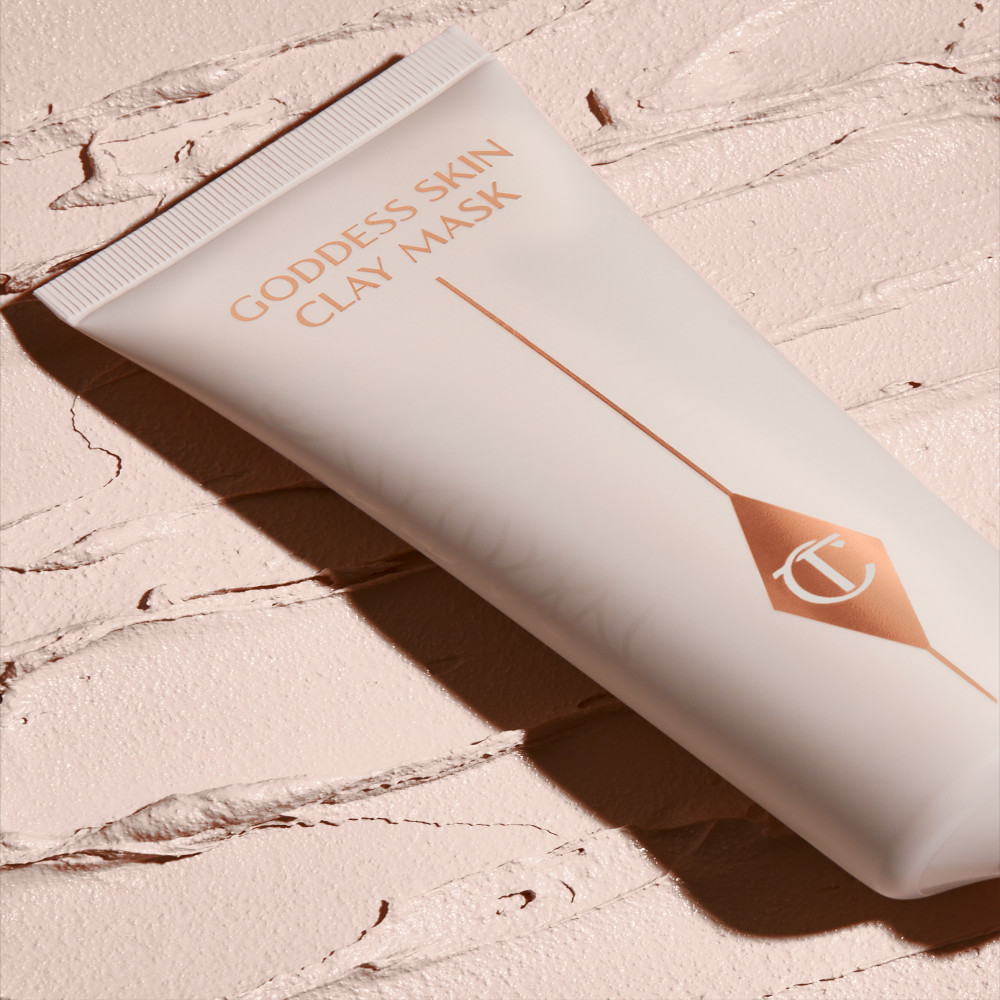 Goddess Skin Clay Mask with Vitamin C packaging and texture swatch
