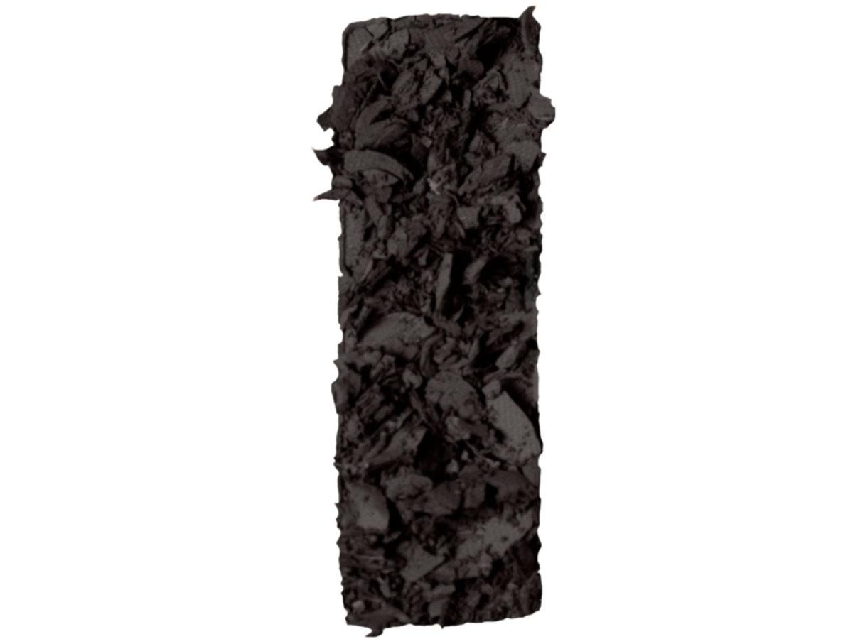 Close-up of a powder eyeshadow in a jet-black shade.