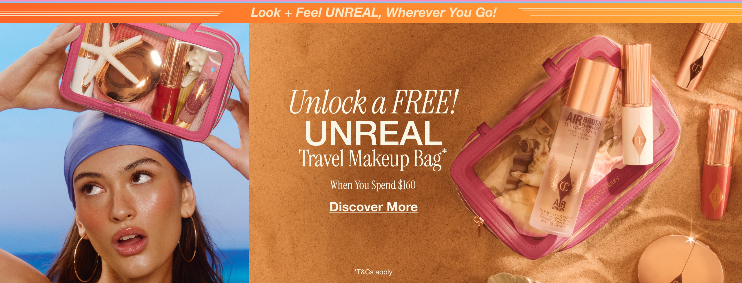 Look + Feel UNREAL, Wherever You Go! Unlock a FREE! Unreal Travel Makeup Bag*