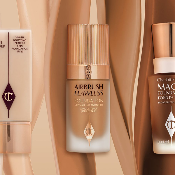 Trío de bases de maquillaje de Charlotte: Light Wonder, Magic Foundation y Airbrush Flawless Foundation.