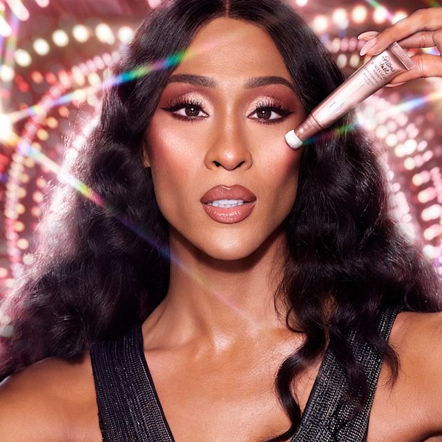 Michaela Jae Rodriguez wearing a Pillow Talk black dress makeup look